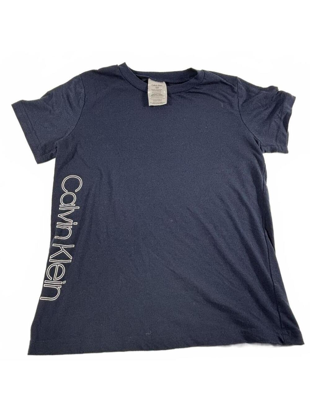 Calvin Klein Boys Navy Blue Logo Boys Pajama Shirt Large (10-12)